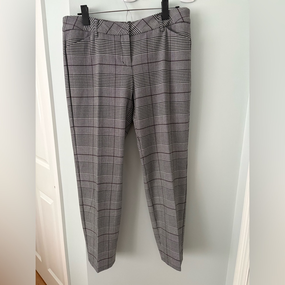 Express Black, White, and Purple Plaid Dress Pants